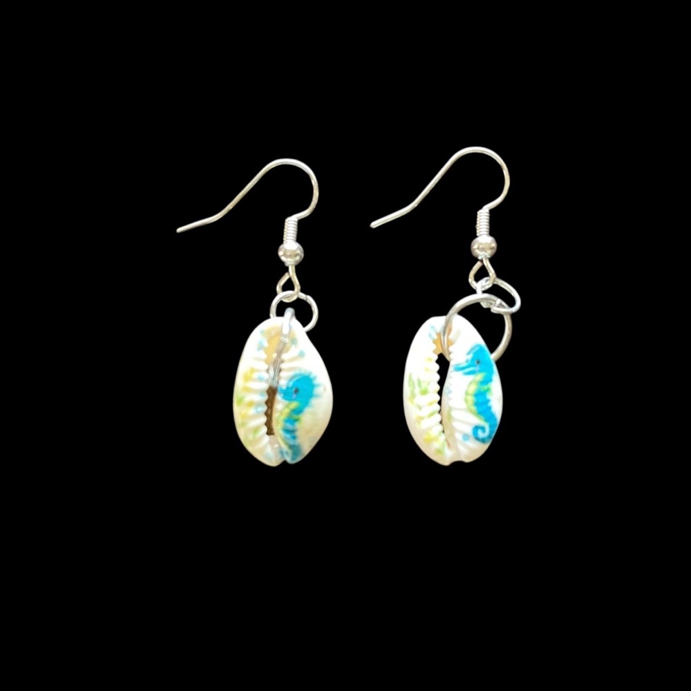 Seahorse Cowrie Shell Earrings